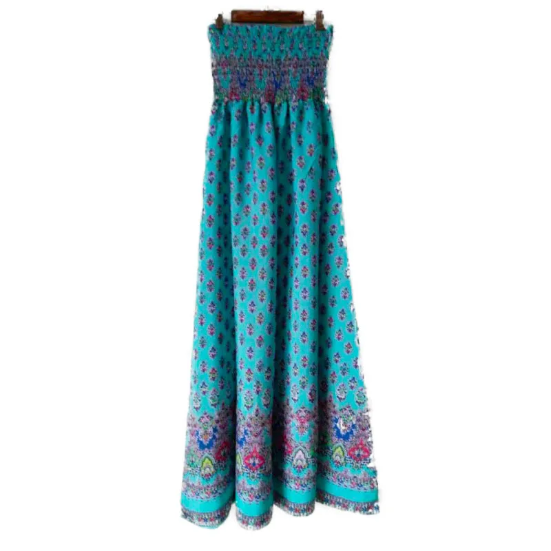 

Mandylandy Printed Dress Summer Casual Sleeveless Pleated High Waist Dress Women's Sexy Strapless Slim Dress