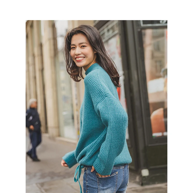 INMAN зима 2019 Новое поступление трикотажный Женский пуловер с рукавом-крылышком и