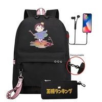 2pcs backpack pencil cases boys girls school bag ousama ranking ranking of kings usb backpacks travel shoulder laptop bags