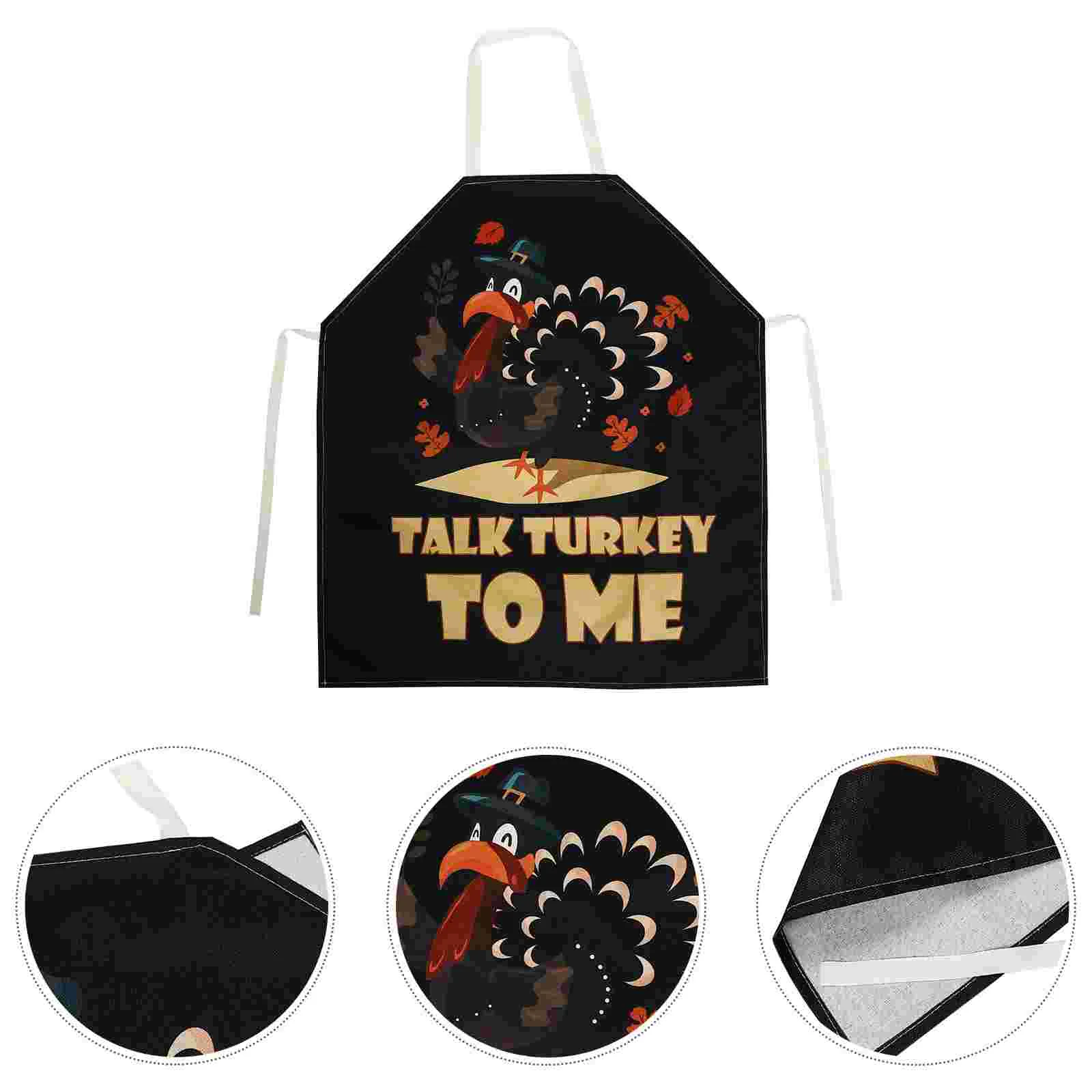

1pc Household Thanksgiving Theme Apron Kitchen Apron Cooking Apron (Black)