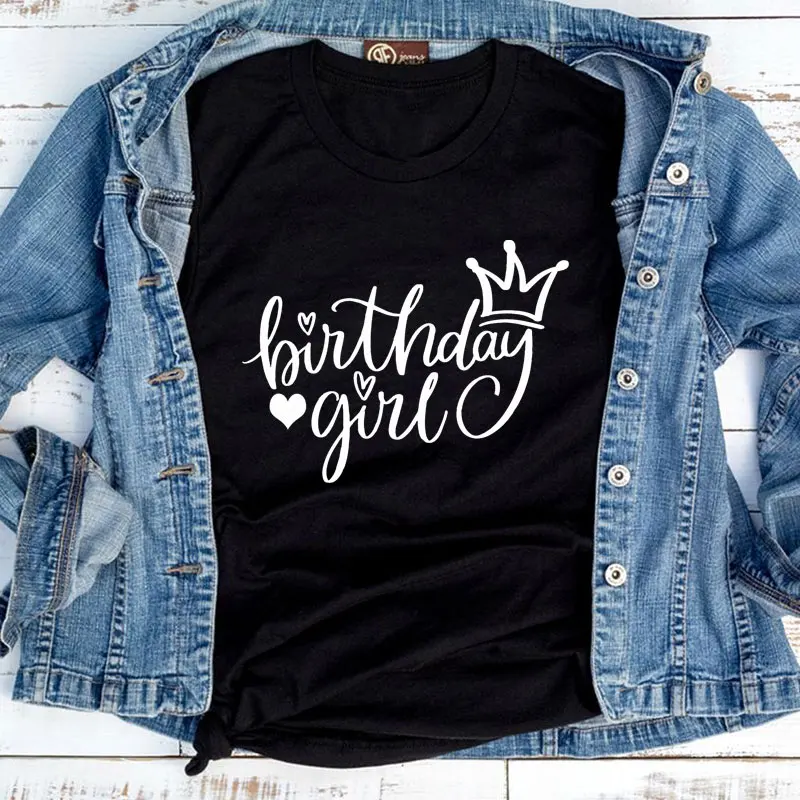 Футболка для девочек на день рождения с принтом короны Милая футболка подарок