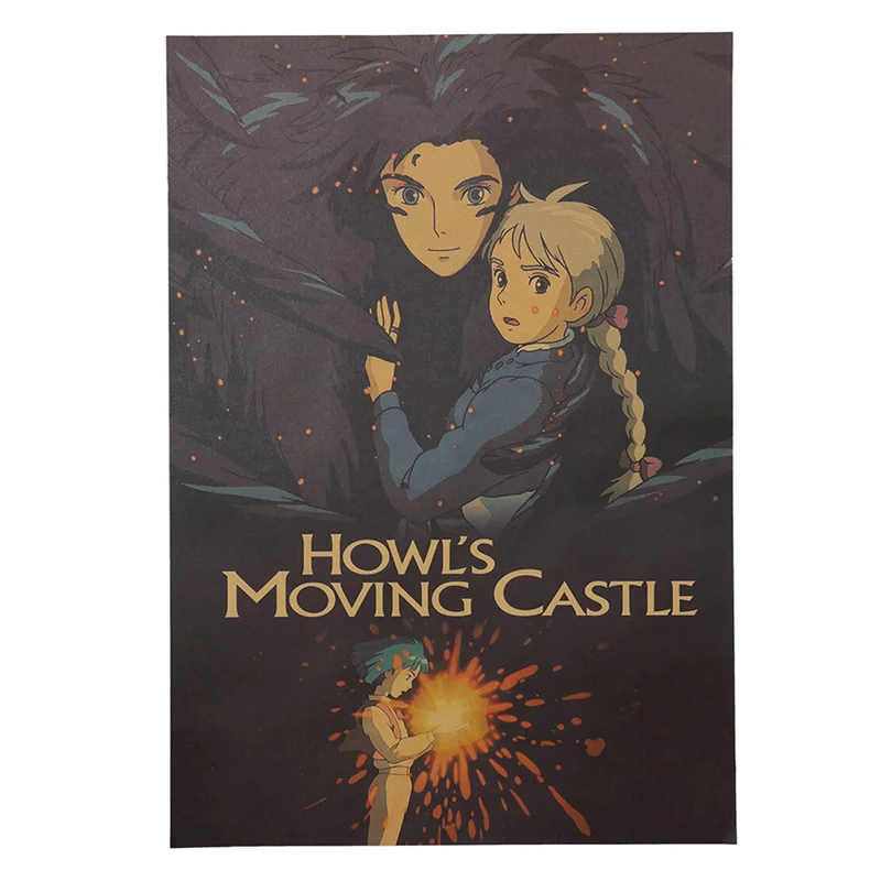 

51x35cm Miyazaki Hayao Anime Poster Howl Moving Castle Bar Cafe Home Kraft Paper Decoration Picture Wall Stickers Cartoon