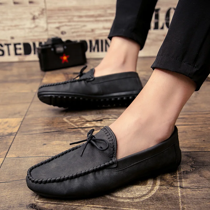 Мужские повседневные кожаные туфли дышащие мокасины для вождения в итальянском