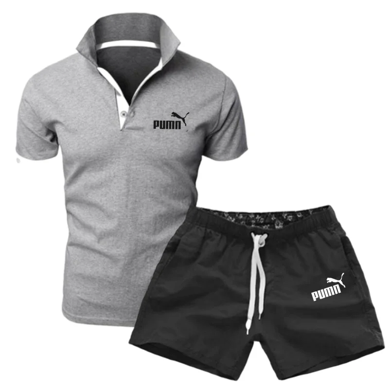 

2021 Brand Men's Sweatshirt Pants Summer Men's POLO Shirt + Shorts Casual Suit Sportswear Men's