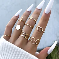 aprilwell 8 pcs trendy geometric finger rings set for women vintage twisted kpop heart anillos fashion jewelry accessories gifts
