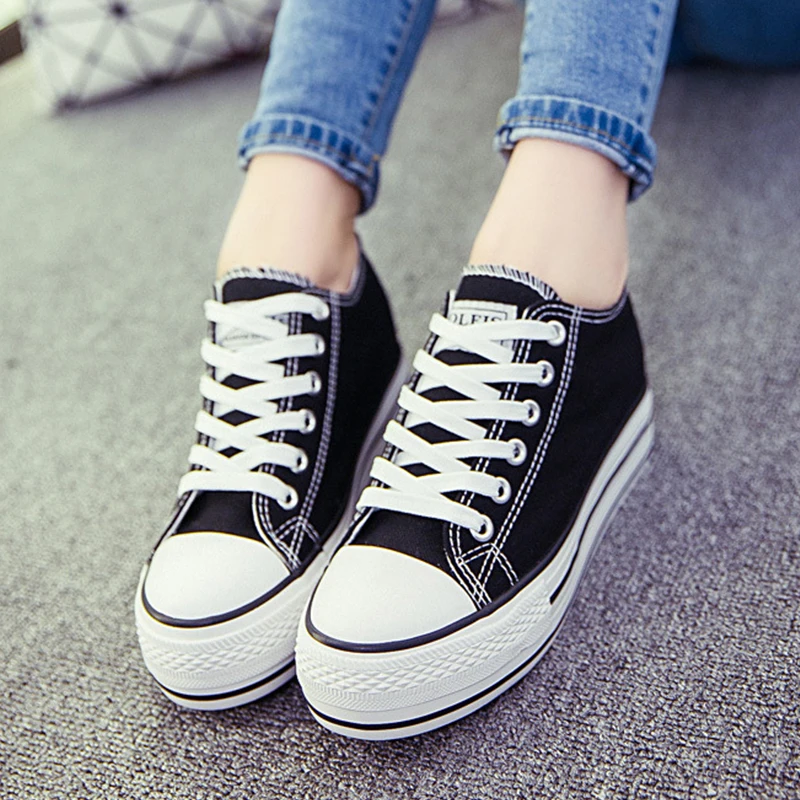 Модные кроссовки Белая парусиновая обувь Женская Вулканизированная Обувь на