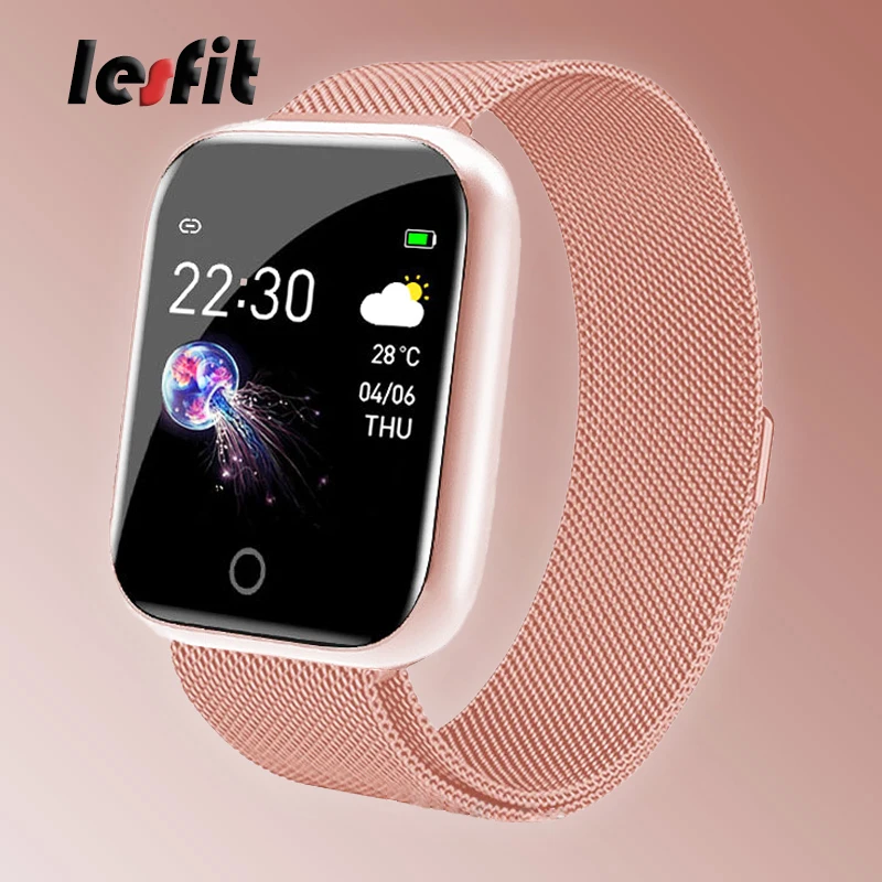 Смарт часы Lesfit из нержавеющей стали для женщин цифровые спортивные электроники