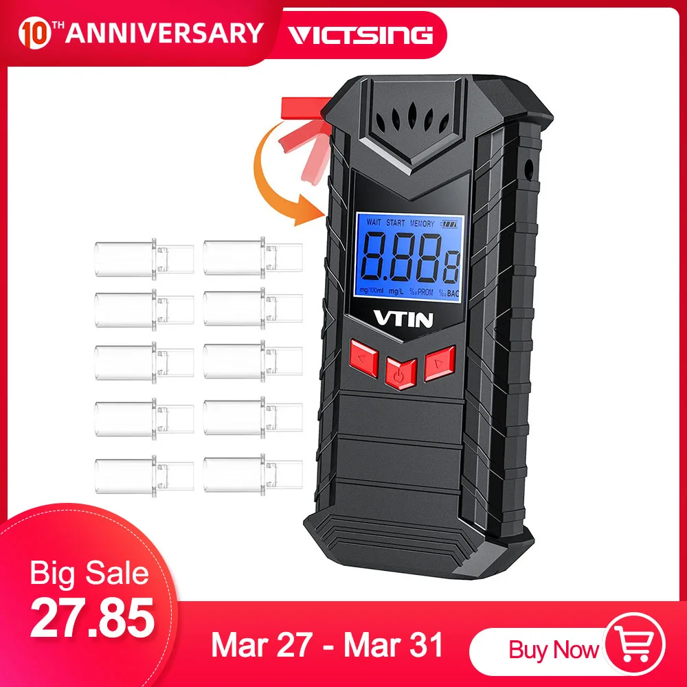 VTIN портативный тестер алкоголя для дыхания перезаряжаемый Алкотестер точность