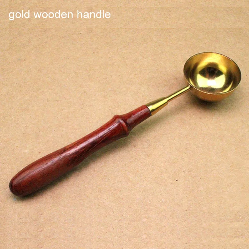 gold wooden handle Уплотнительный штамп восковые плавильные ложки Анти-Горячая деревянная ручка 1 шт. Ремесло Декор старинные карты делая инструменты DIY печать для скрапбукинга ложка для воска - Цвет: gold wooden handle
