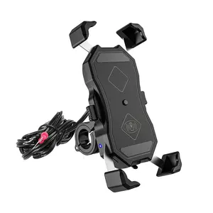 360° rotation motorcycle phone holder 15w wireless smart charger waterproof qc3 0 usb wire charging 2 in 1 navigation bracket free global shippin