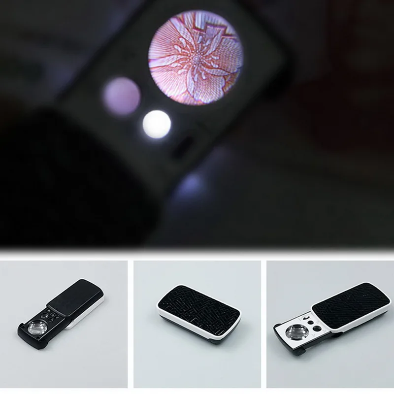 

New Slide Out Pocket Magnifying Glass Loupe Magnifier with UV Light for Jewelry Diamonds Gems