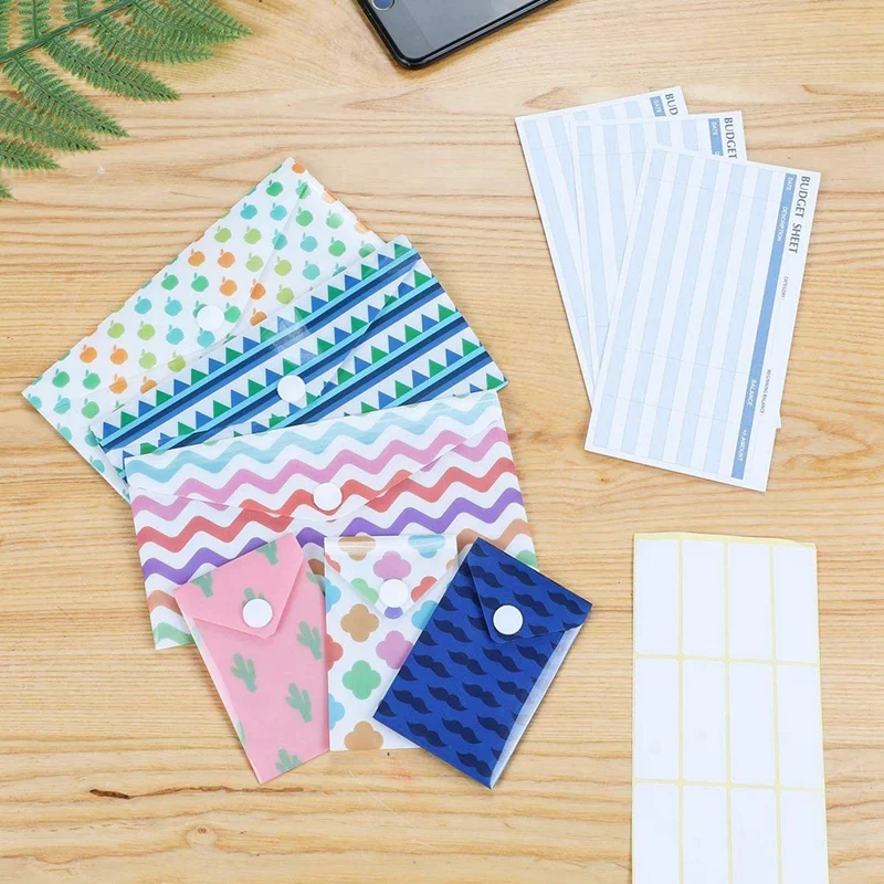 

2 Set Budget Envelopes Plastic Cash Envelope System for Money Savings with Budget Sheets - 25Pcs & 24Pcs