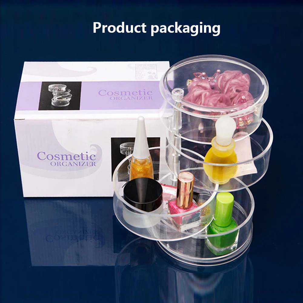 Прозрачная акриловая коробка для хранения косметики с вращением на 360 градусов