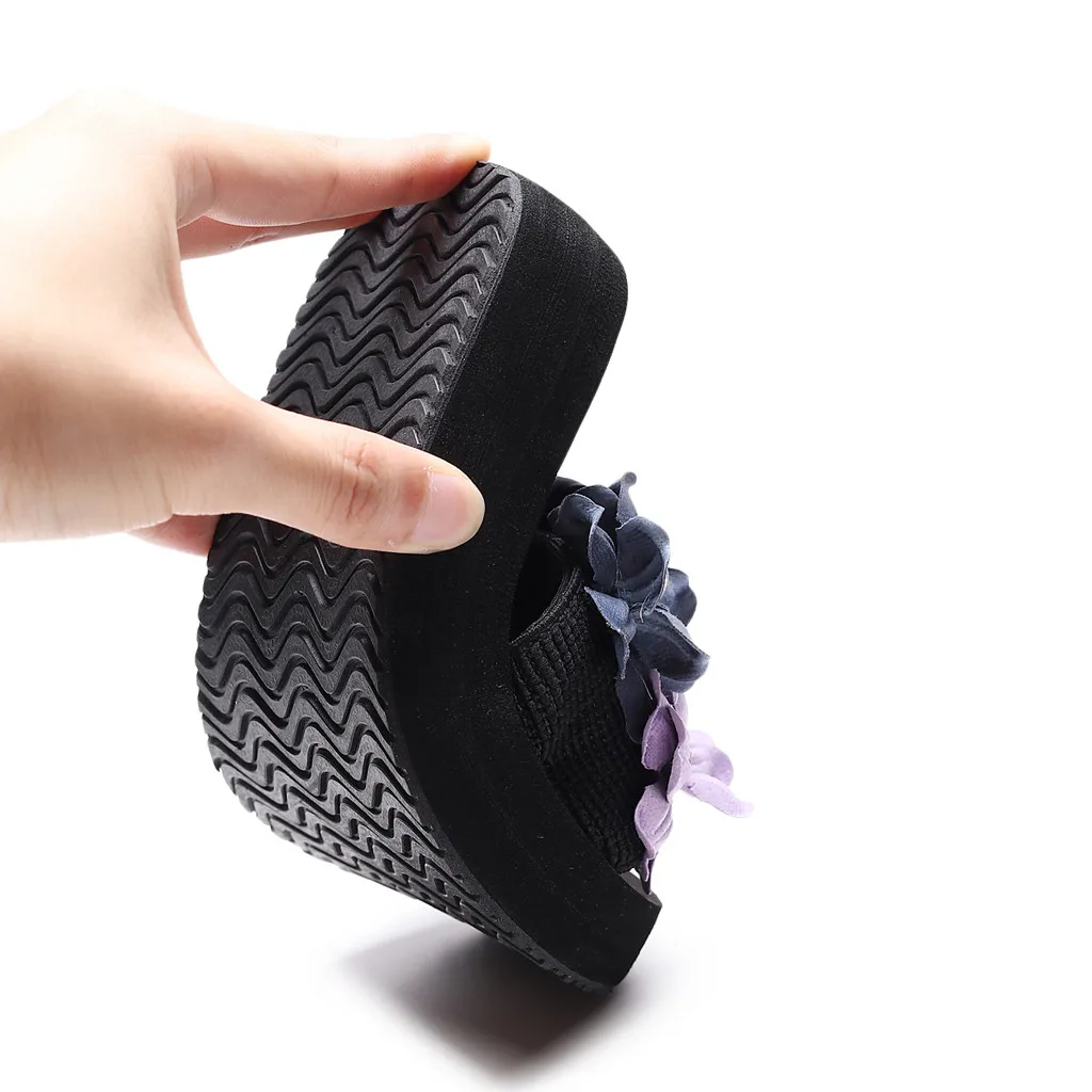 SAGACE/женские сандалии на танкетке с цветочным принтом в богемном стиле Шлепанцы