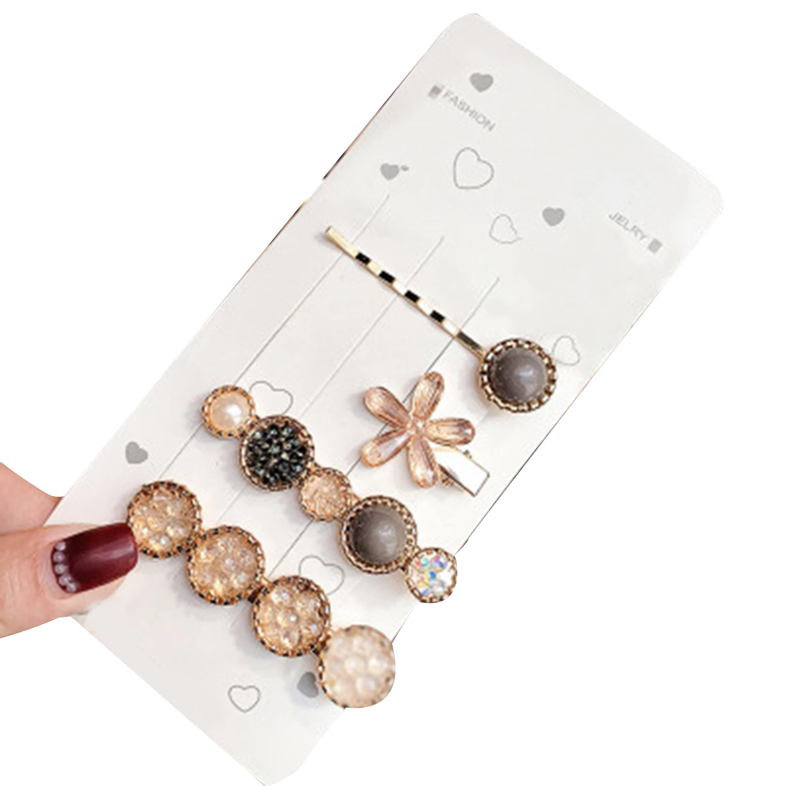 

Simulated Pearl Barrettes Beaded Geometric Women Hair Clip Hairgrips Hair Accessories Girls Jewelry Fashion Hair Pins FO