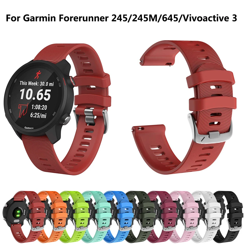 

Для ремней Garmin Forerunner 245, 20 мм сменный силиконовый браслет для Garmin Forerunner 645/Vivoactive 3/CAME
