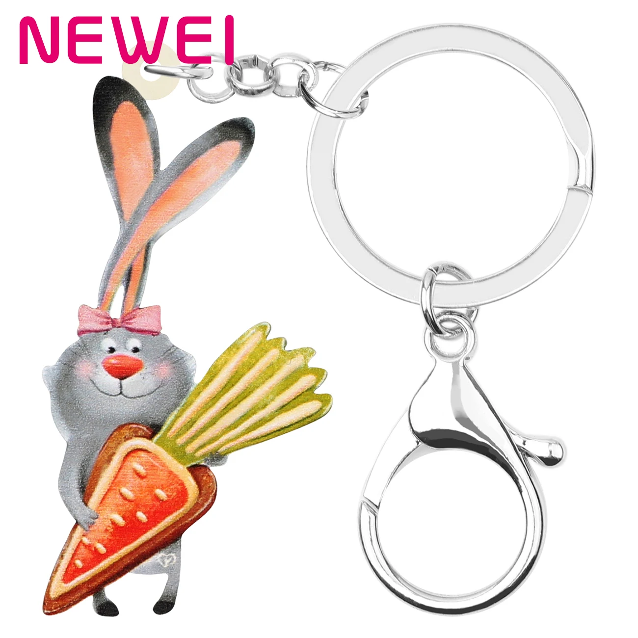 

Newei Acrylic Easter Hare Rabbit Bunny Keychains Print Animal Keyring Jewelry For Women Girls Gifts Trendy Handbag Car Accessory