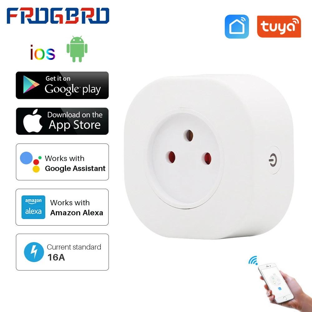 

FROGBRO Israel 16A Smart Plug Wifi Switch Mini Standard Plug Smart Socket Outlet Work with App Alexa Google Home Voice Control