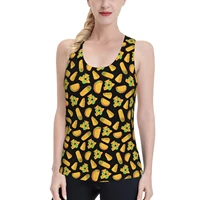 chicken roll black taco food ladies running top sports vest free cool breathable yoga dance pilates