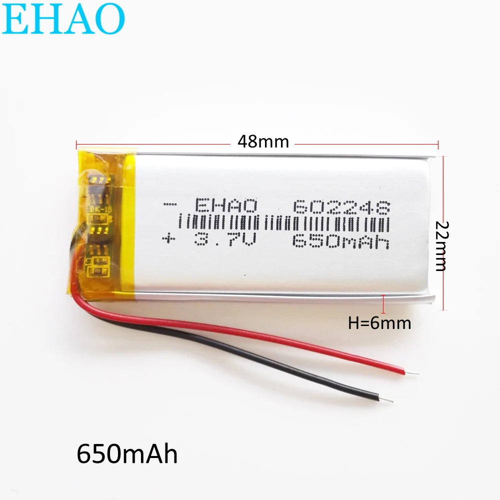 602248 3 7 V 650mAh батарея литий полимерная LiPo аккумуляторная для Mp3 GPS Vedio игры 6*22*48 мм
