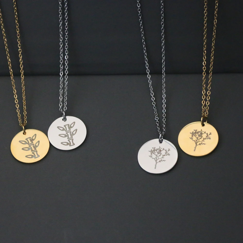 Простое симпатичное платье бамбукового дерева резные Подвеска круглая бирка