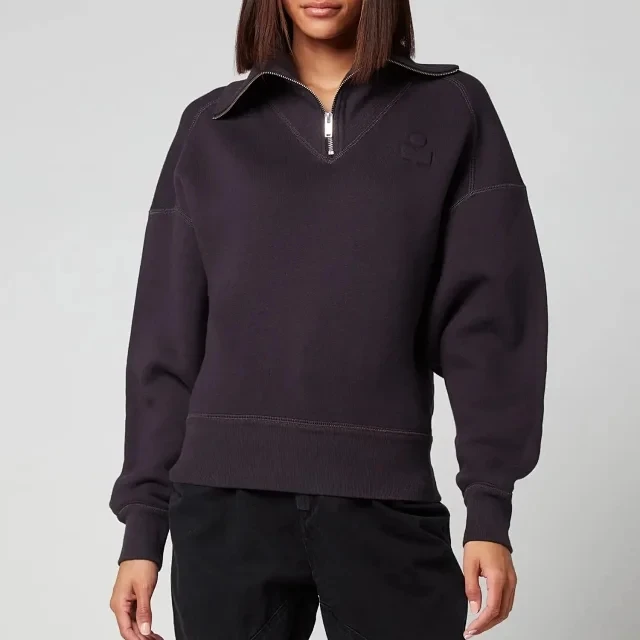 

Women Half Zipper Sweatshirt 2021 New Casual Solid Color Long Sleeve Logo Pullover Top Ladies Turn-Down Collar Loose Jumpers