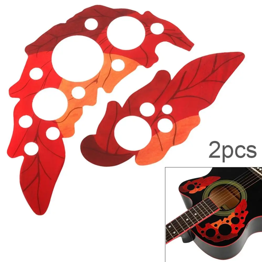 

41 Inch Acoustic Guitar Hole Guard Red Grape Leaf Shape Self Adhesive Pickguard