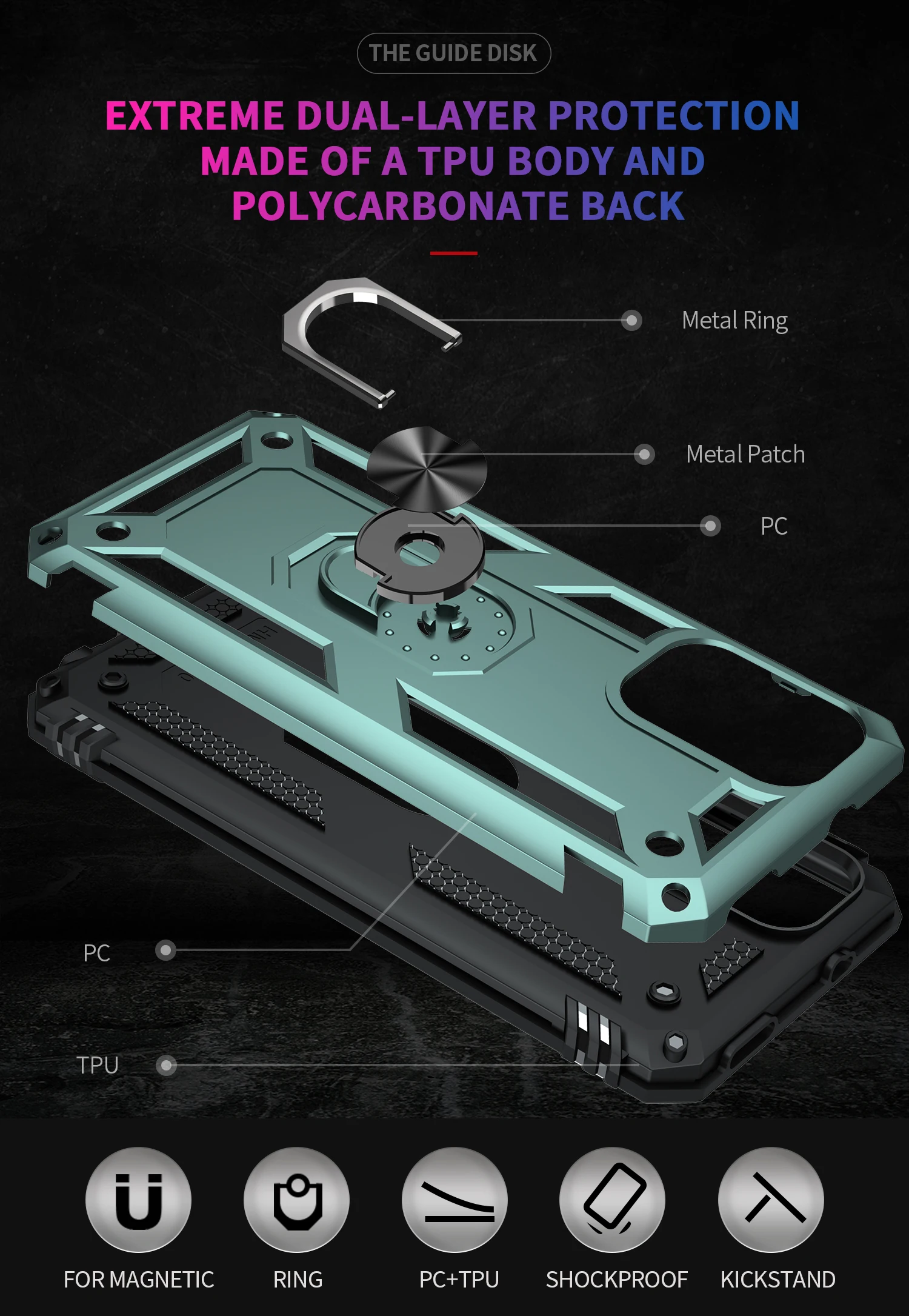 Rugged Armor Phone Case For Xiaomi 10S Redmi 9 9T Power With Metal Magnetic Shockproof Bracket PC Anti-fall Protector Back Cover