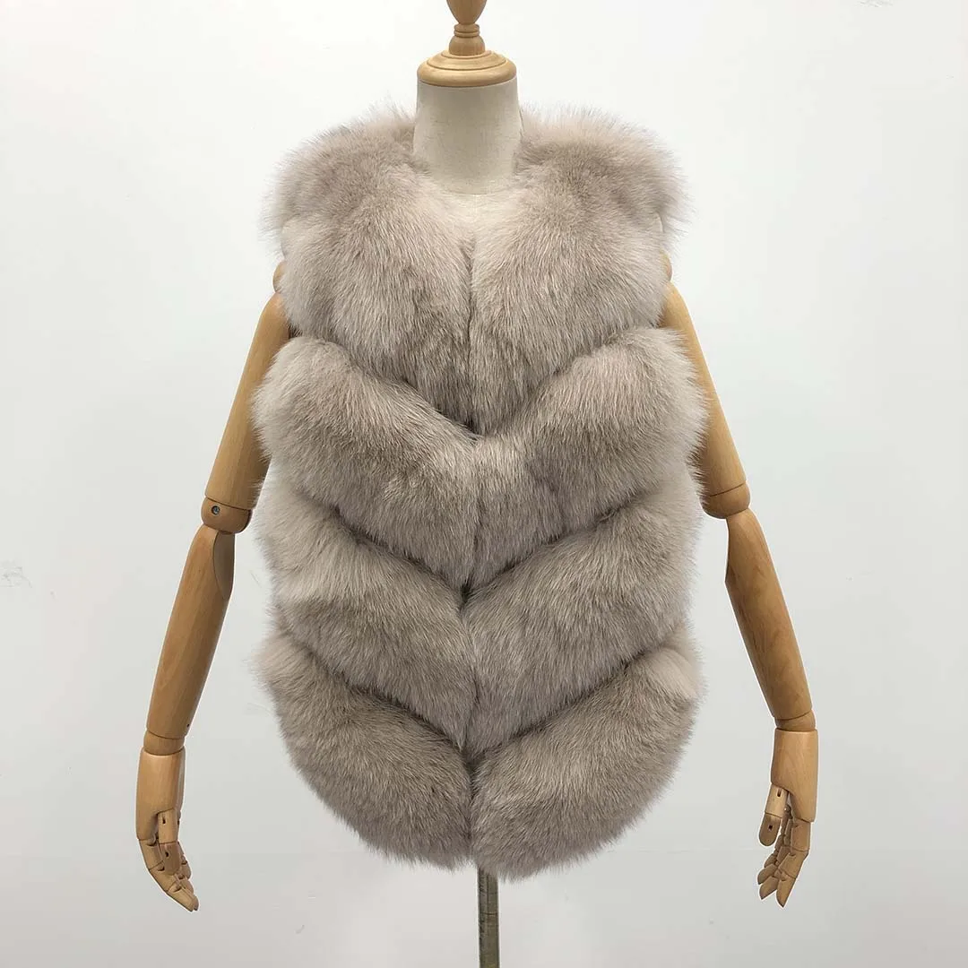 

High Quality Women's Authentic Fox Jacket Four Section Fox Vest Natural Fur Fashion Vest