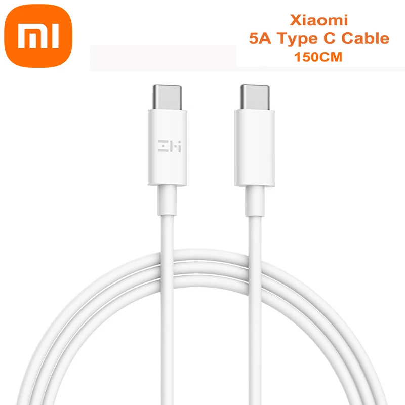 

Original Xiaomi Mi Dual USB Type C Cable 150cm 5A 100W Max 480Mbps USB-C Fast Charging Data Line for Laptop Smartphone Tablet