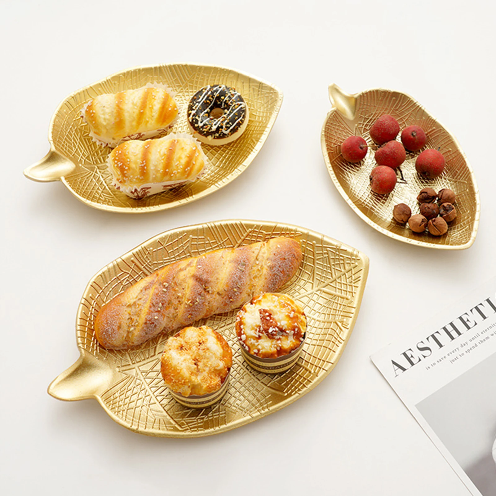 

2/3pcs Fruit Plate Stand Nordic Style Gold Storage Dish Cheese Snack Fruit Plates Tableware Decorative Western Kitchen Plate