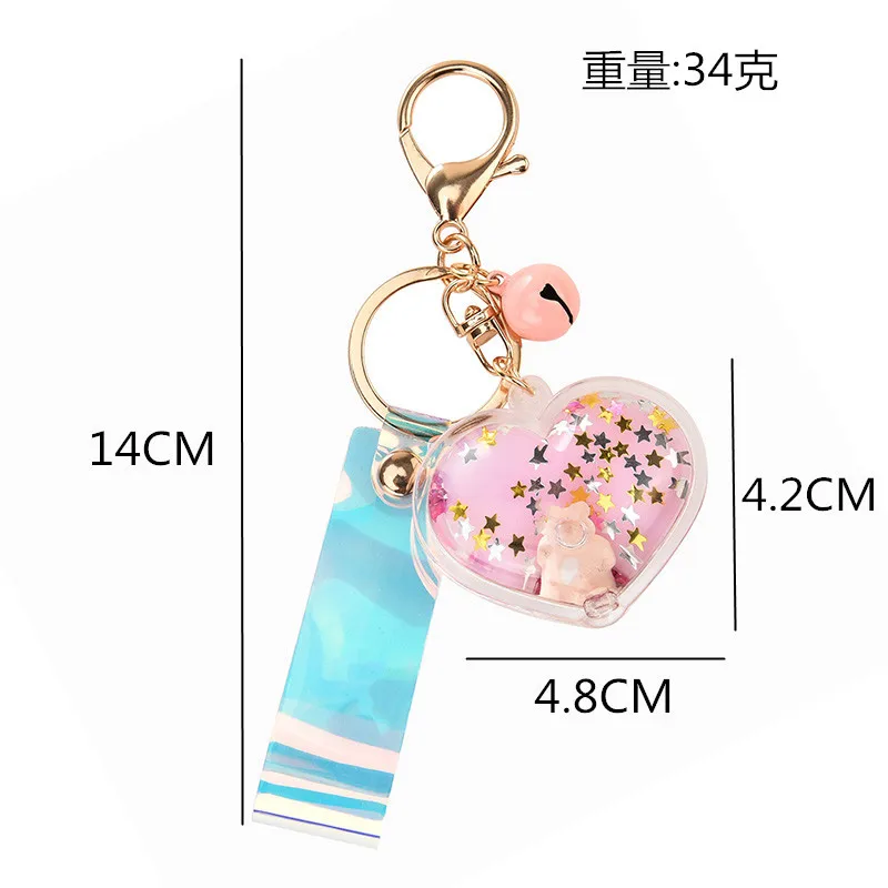 

Cute Heart Keychain Glitter Quicksand Sequins Key Ring Gifts for Women Llavero Chaveros Charms Car Bag Accessories Key Chain