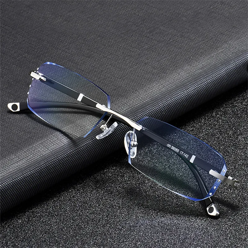 

Vazrobe Rimless Myopia Glasses Install Optic Lens -0.75 -1.00 -1.50 to -5.00 Finished Eyewear with Prescription Lenses