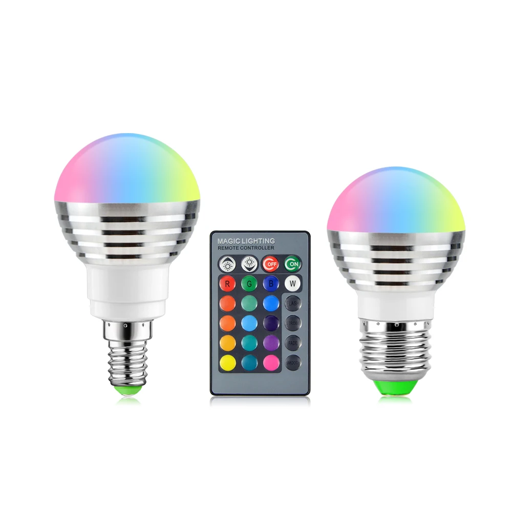 E27 E14 110V 220V 85-265V RGB 16 цветной волшебный светодиодный Светильник-ночник с регулируемой яркостью сценический светильник светодиодный светильник/24key пульт дистанционного управления праздник