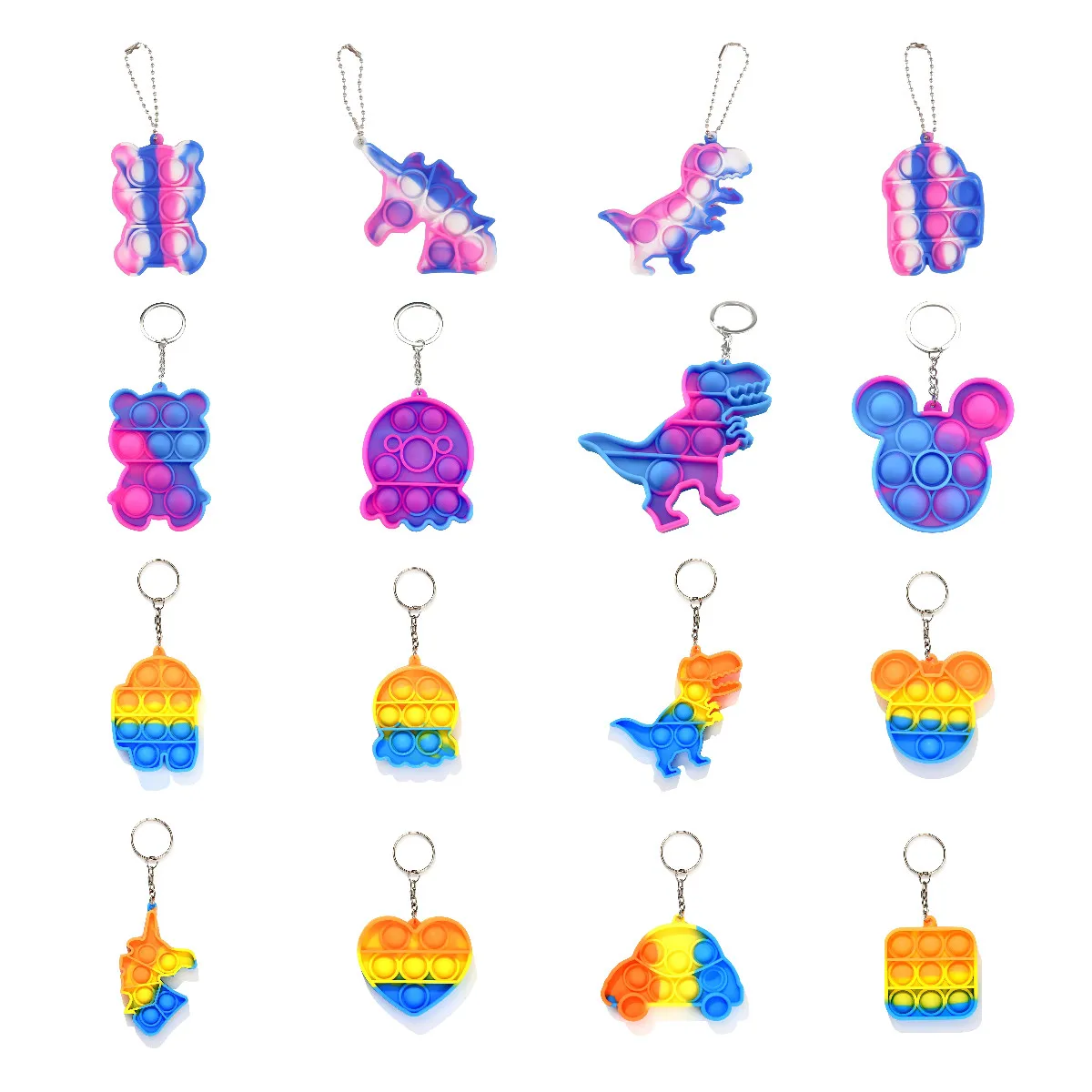 

Rainbow Mini Push Bubble Sensory Toy Keychain Autism Squishy Stress Reliever Toys for Adult Kids Kawaii Relief Funny Fidget Toys