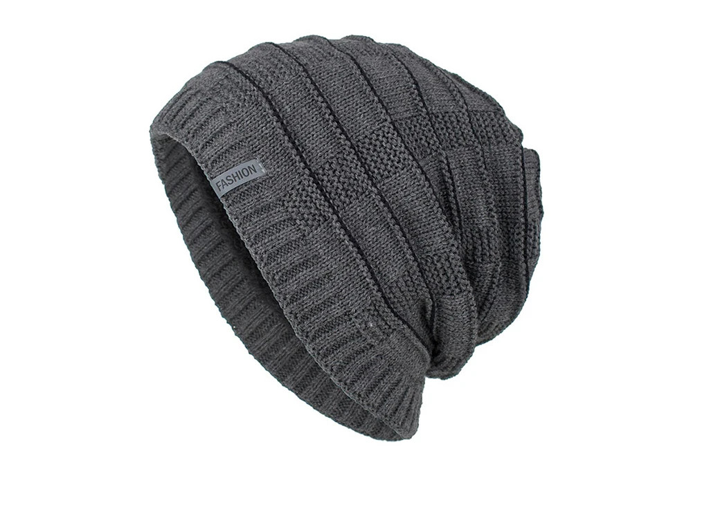 Fashion Staircase texture Winter Warm Knitted Hat Skullies Beanies For Men Women Bonnet Caps Gorros Male Solid Plus velvet Hat