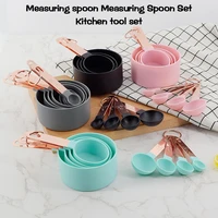 8 pcs baking tools kitchen measuring cup spoon set with scale stainless steel handle measuring cup kitchen gadgets multi purpose