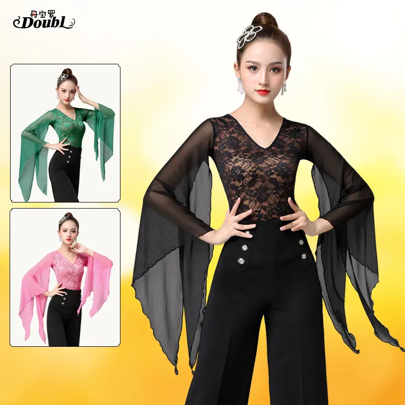 Топ женский для латиноамериканских танцев с длинным рукавом|Бальные танцы| |