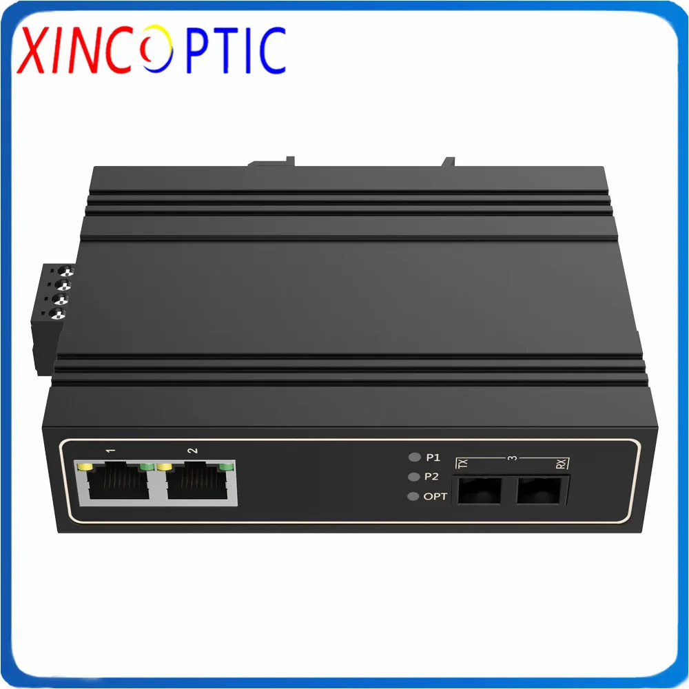 10/100/1000 м 1 волоконный и 2RJ45 промышленный переключатель 30 ℃ ~ 75 * 1000Base X 2*10/100/1000base t POE