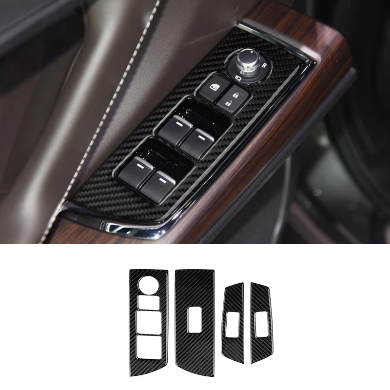 Наклейка на панель автомобильного стеклоподъемника из углеродного волокна для