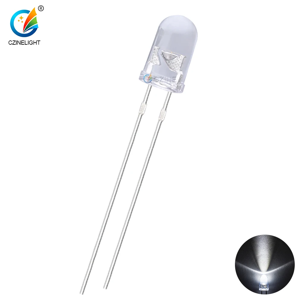 1000pcs/bag Czinelight Manufacturer Sales F5 Clear Lens 5mm Single Flash Led Red Yellow White Emitting Diode