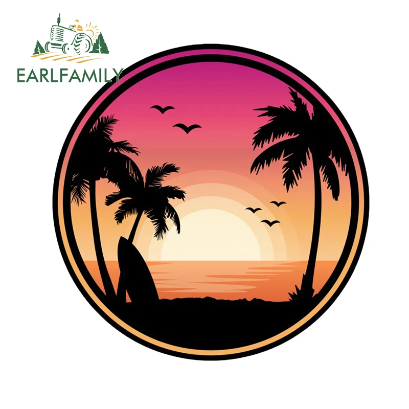 

EARLFAMILY 13cm x 13cm For Beach Palm Tree Repair Car Sticker Creative Decal Fashion Stickers Waterproof for RV JDM ATV
