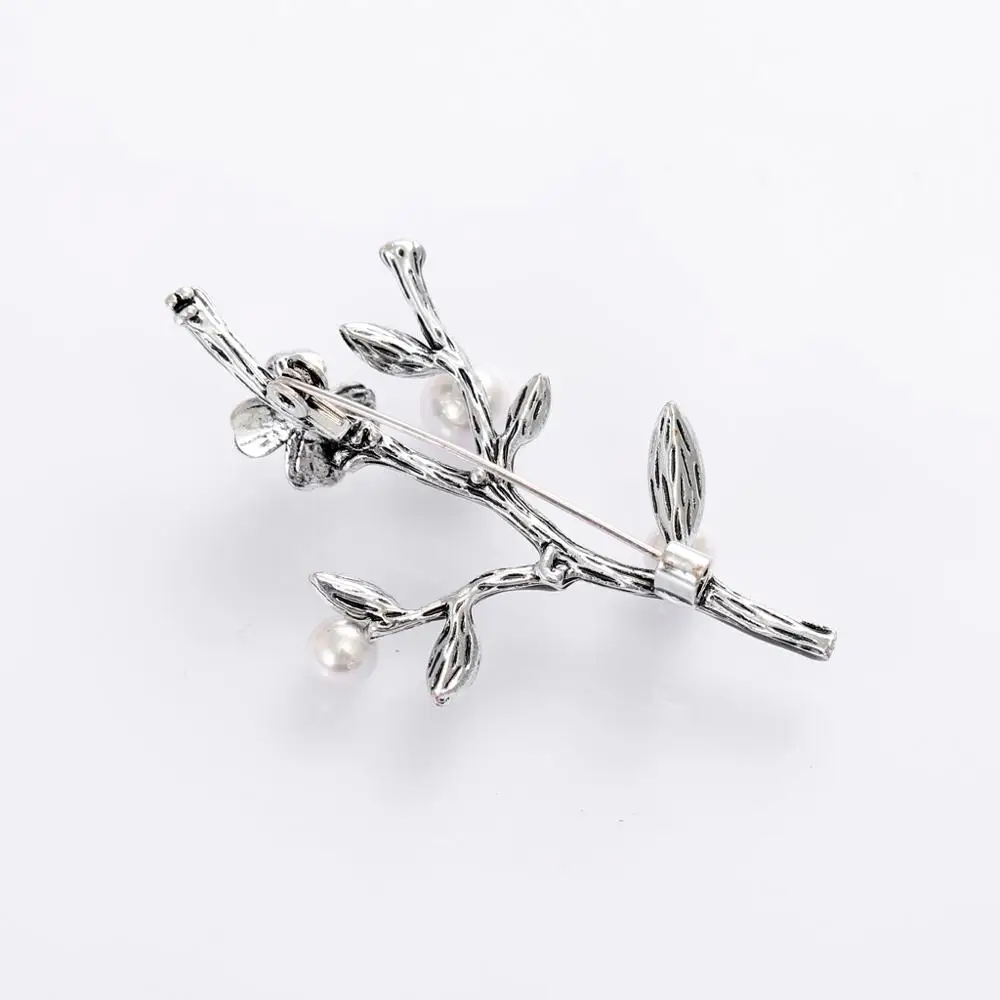 Винтажное серебро Цинк сплав металлические броши Висячие масла имитация жемчуга