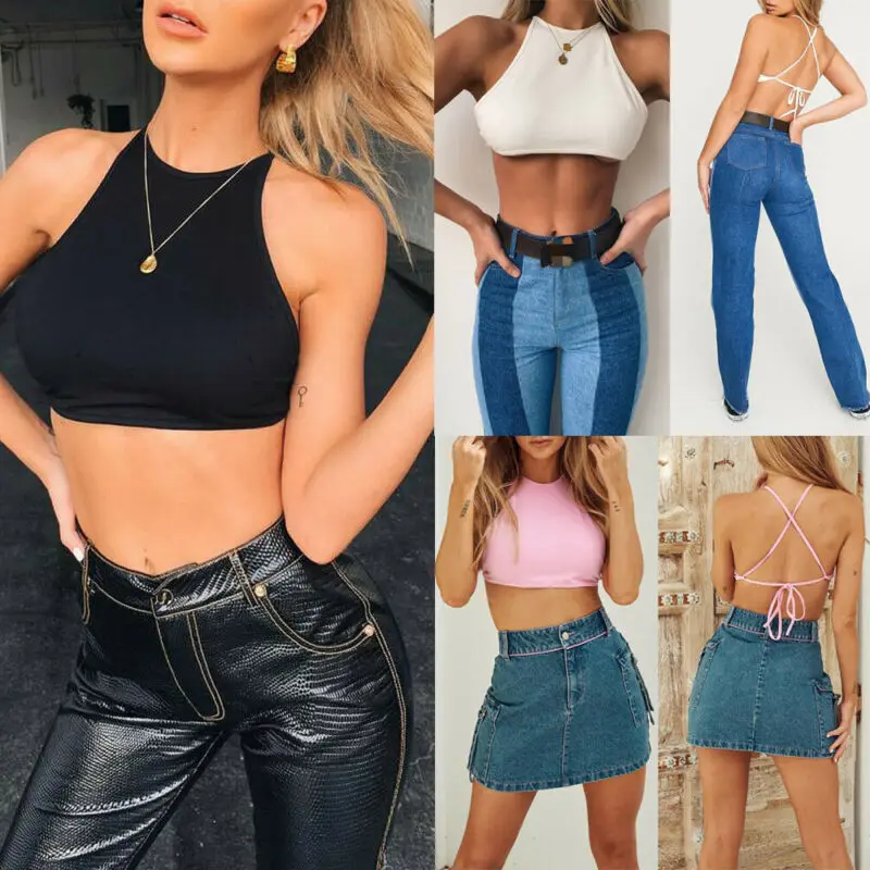 Женский короткий топ сексуальный жилет с бретельками базовый однотонный