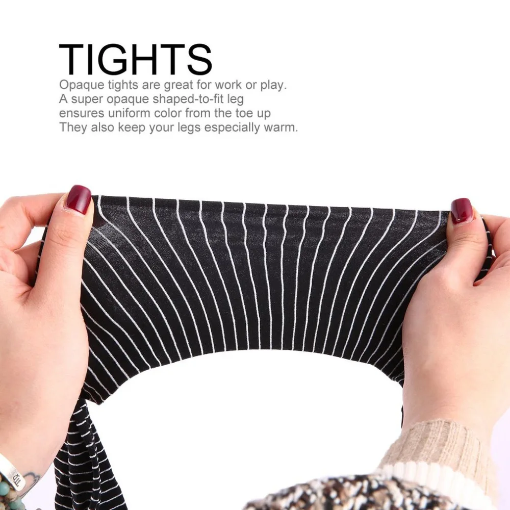 Женские полосатые модные черные колготки три четверти Длина Эластичные Колготки