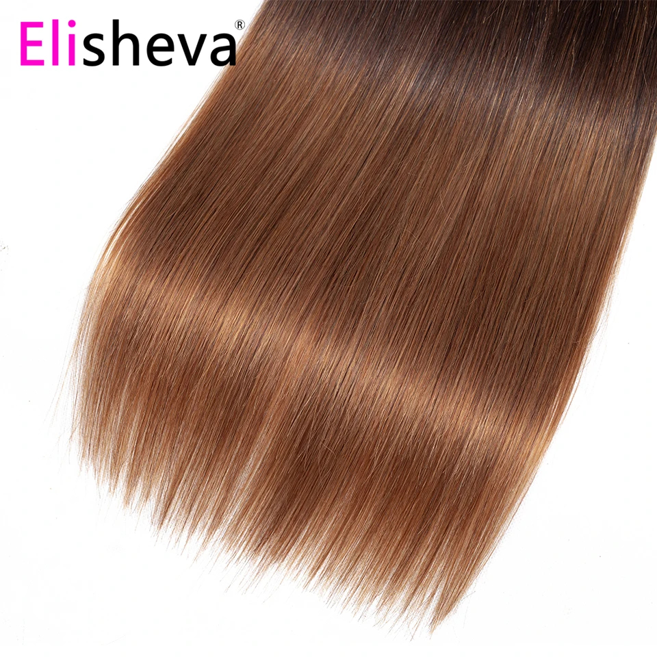 Elisheva 1B/4/30 прямые человеческие волосы цветные пучки с закрытием 3 тона Омбре