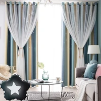 gradient stripes hollow stars blackout curtains for living room kids bedroom gradient curtains tulle cloth room supply