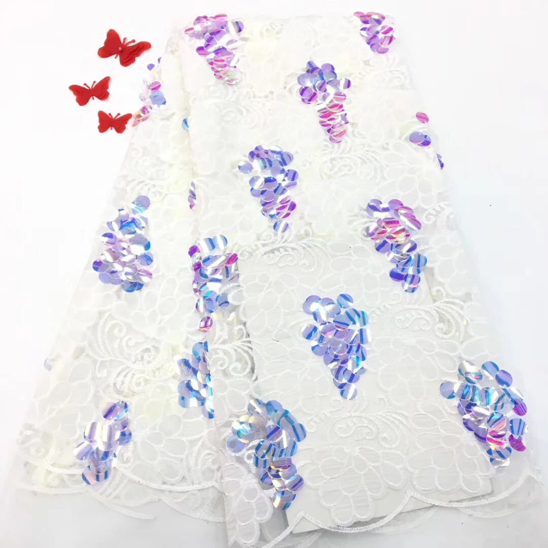 

2020 Nigerian Sequins Tulle Lace Fabric Traditional Sewing Fashion for African Lace Fabric Suitable for All Occasions RF3151