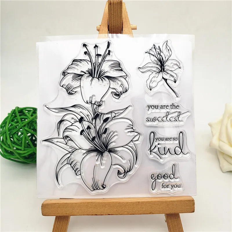 10x10cm Lily Flower Clear Stamps Transparent Seal Silicone TPR Christmas Wedding Roller DIY Scrapbook Album Card | Дом и сад
