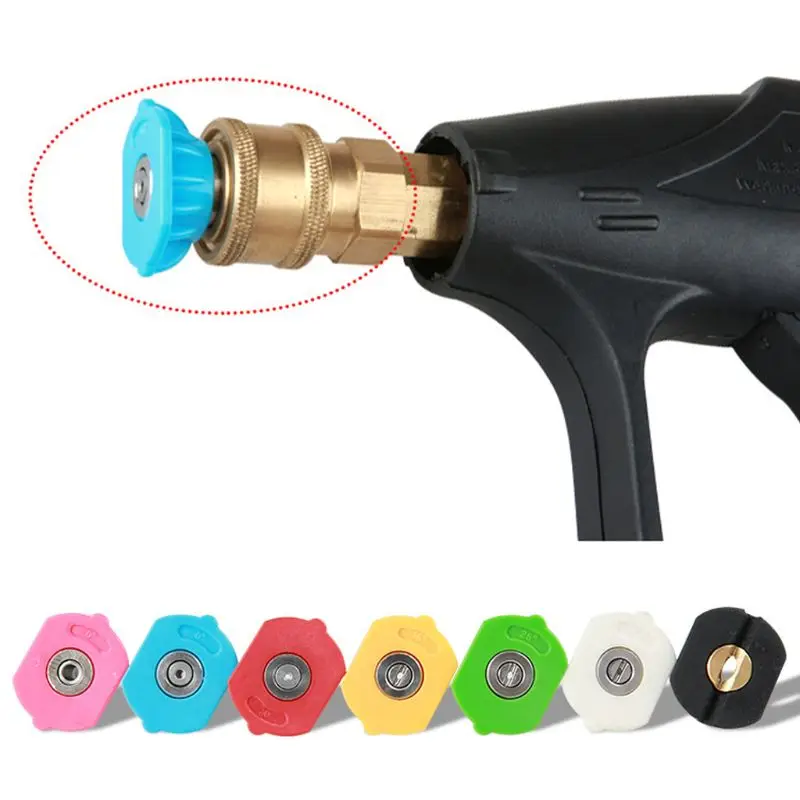 

1Set 7 Power Washer Spray Nozzle Tips Quick Connecting Pivoting Coupler Tool Pressure Washer Accessories Kit